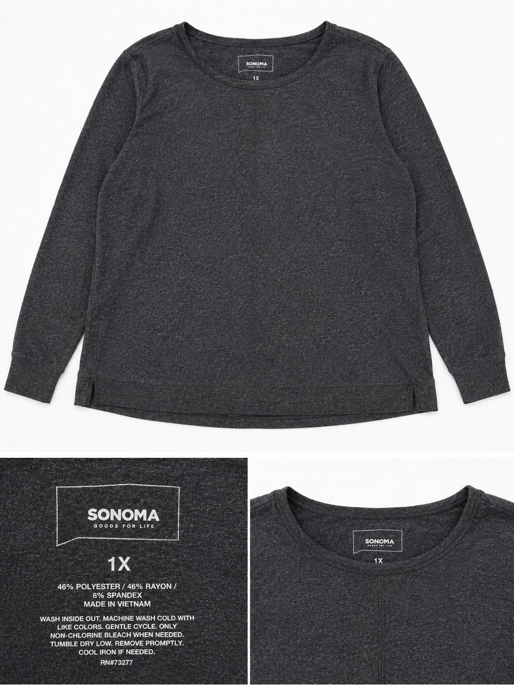 Sonoma Women's Long Sleeve Tunic - Charcoal